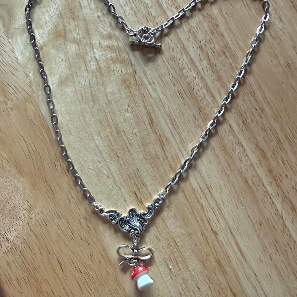 Silver Cottagecore Mushroom Necklace